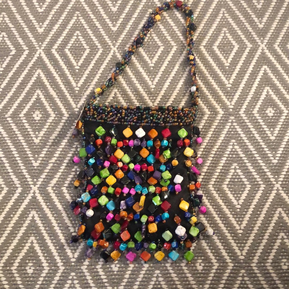 Vintage Multicolor Beaded Handbag
